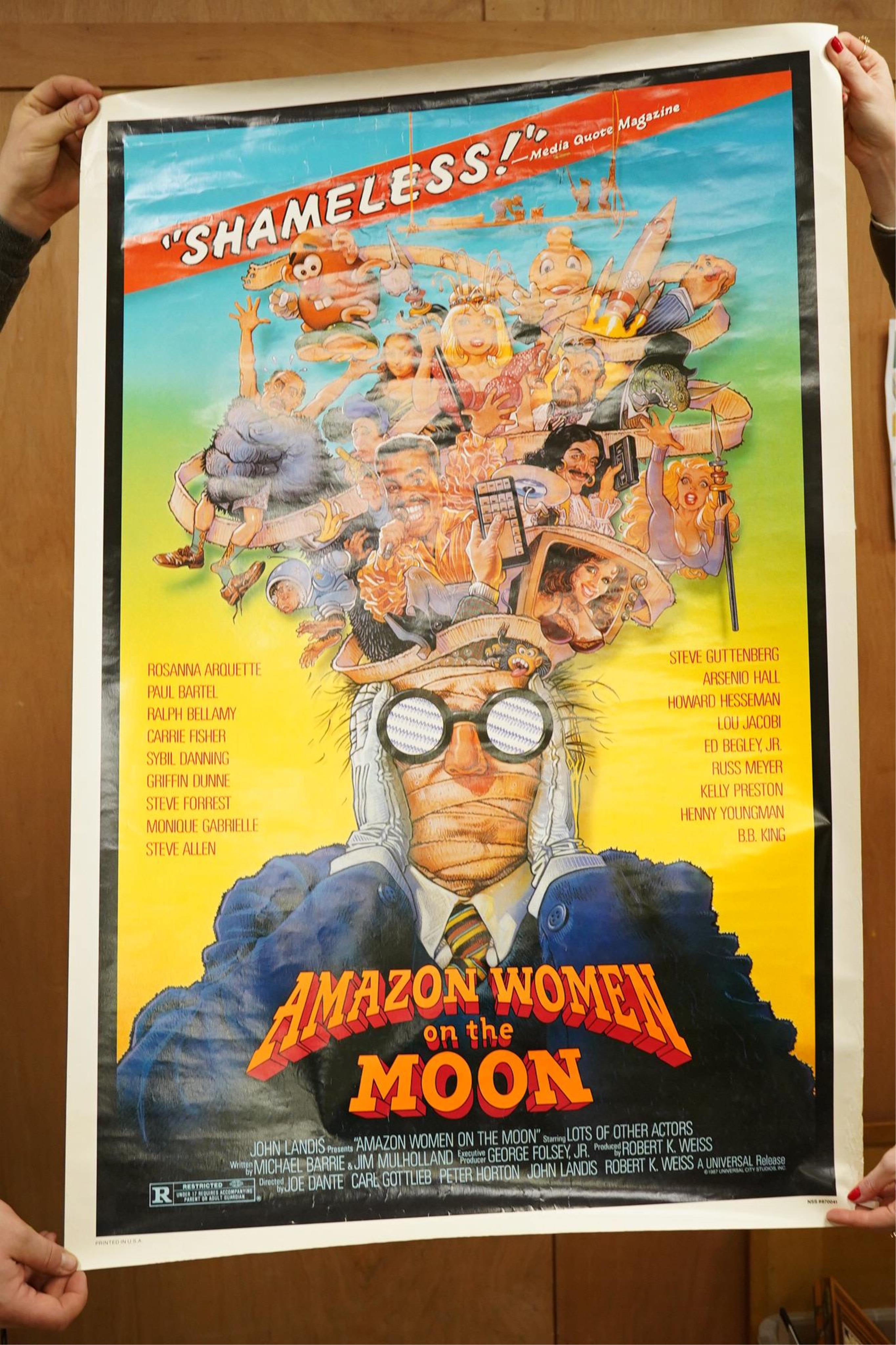 A group of various film posters to include Amazon Women on the Moon, Lawrence of Arabia, Nightmare on Elm Street, Part 3. Condition - mostly fair